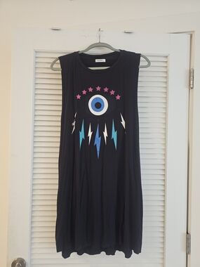Lauren Moshi  Black Electric Evil Eye Tank Dress Sz M